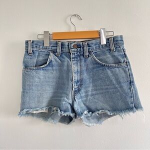 Vintage 1980’s Levi's Light Blue Denim Cutoff Shorts Orange tab